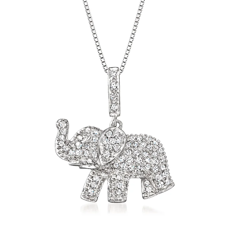 Clearance Sale On High-End Jewelry Collections Seasonal Style Discounts Ross-Simons Pave Diamond Baby Elephant Pendant Necklace in Sterling Silver Clearance Sale On High-End Jewelry Collections Seasonal Style Discounts Ross-Simons Pave Diamond Baby Elephant Pendant Necklace in Sterling Silver