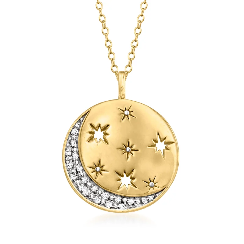 Trending Jewelry Now At Unbeatable Prices Sleek Style Discounts Ross-Simons Diamond Moon and Star Disc Pendant Necklace in 18kt Gold Over Sterling Trending Jewelry Now At Unbeatable Prices Sleek Style Discounts Ross-Simons Diamond Moon and Star Disc Pendant Necklace in 18kt Gold Over Sterling