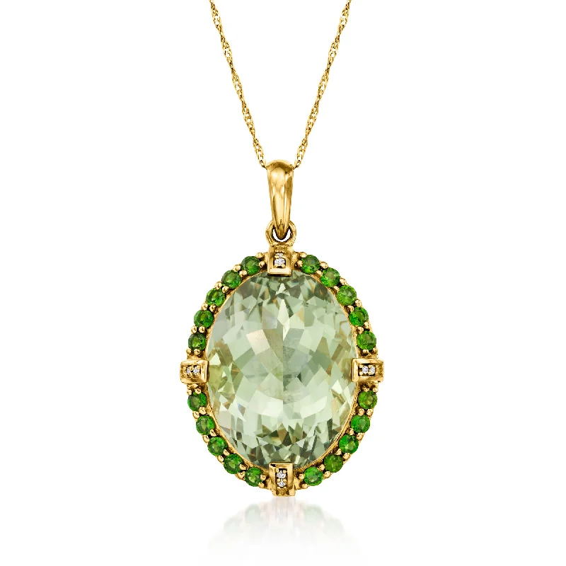 Timeless Jewelry At Special Discount Rates Fashion Sale Ross-Simons Prasiolite and . Chrome Diopside Pendant With Diamond Accents in 14kt Yellow Gold Timeless Jewelry At Special Discount Rates Fashion Sale Ross-Simons Prasiolite and . Chrome Diopside Pendant With Diamond Accents in 14kt Yellow Gold