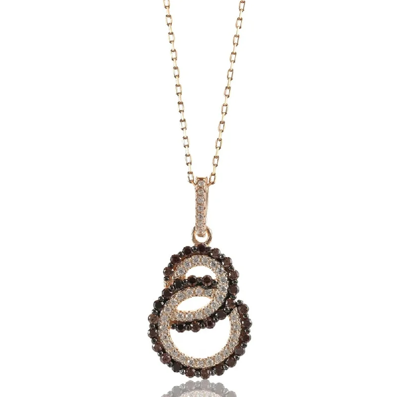 Breathtaking Jewelry, Breathtaking Prices Stylish Statements Suzy Levian Rose Sterling Silver Brown Cubic Zirconia Interlocked Double Loop Pendant Breathtaking Jewelry, Breathtaking Prices Stylish Statements Suzy Levian Rose Sterling Silver Brown Cubic Zirconia Interlocked Double Loop Pendant