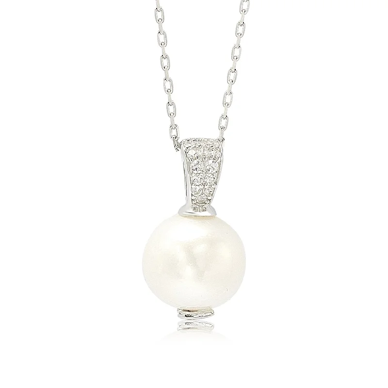 High-Quality Jewelry At A Fraction Of The Cost Catch Every Fashion Trend Suzy Levian Sterling Silver Pearl & Sapphire Classic Solitaire Pendant