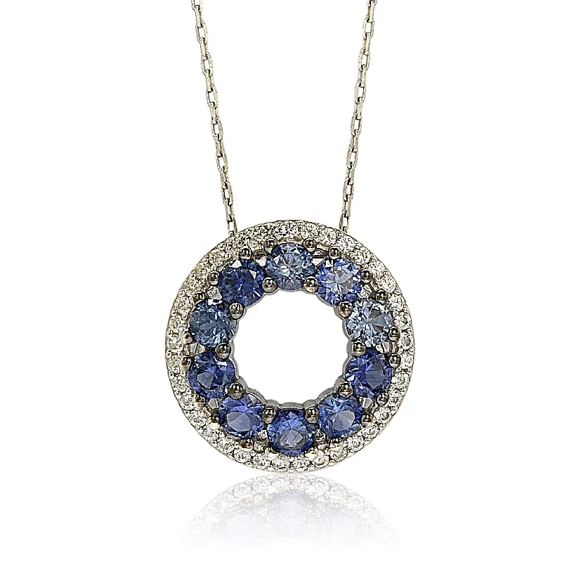 Gorgeous Jewelry, Limited-Time Savings Ride The Style Wave Suzy Levian Sterling Silver Blue and White Sapphire & Diamond Accent Double Circle Eternity Pendant Gorgeous Jewelry, Limited-Time Savings Ride The Style Wave Suzy Levian Sterling Silver Blue and White Sapphire & Diamond Accent Double Circle Eternity Pendant