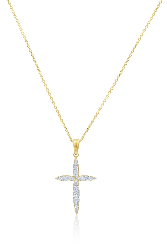 Personalized Jewelry At Special Discount Rates Holiday Attire Sale 18 kt yellow gold, 0.75" diamond rounded off cross pendant adorned with 0.27 cts tw of round diamonds Personalized Jewelry At Special Discount Rates Holiday Attire Sale 18 kt yellow gold, 0.75" diamond rounded off cross pendant adorned with 0.27 cts tw of round diamonds