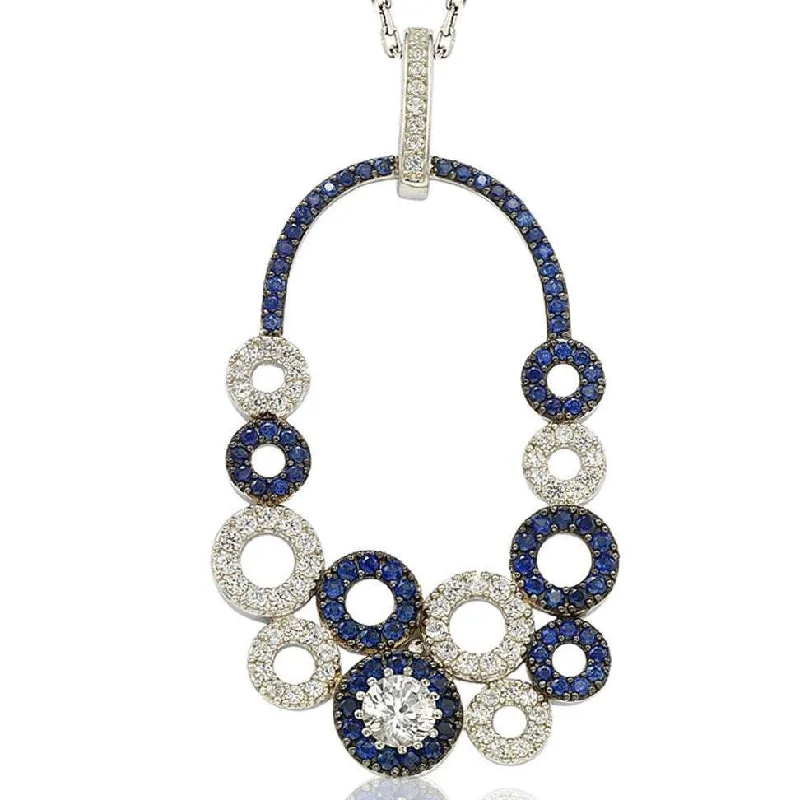 Limited-Stock Jewelry Sale – Once It's Gone, It's Gone Chic And Edgy Suzy Levian Multi-Circle Sapphire and Diamond Accent Pendant in Sterling Silver Limited-Stock Jewelry Sale – Once It's Gone, It's Gone Chic And Edgy Suzy Levian Multi-Circle Sapphire and Diamond Accent Pendant in Sterling Silver