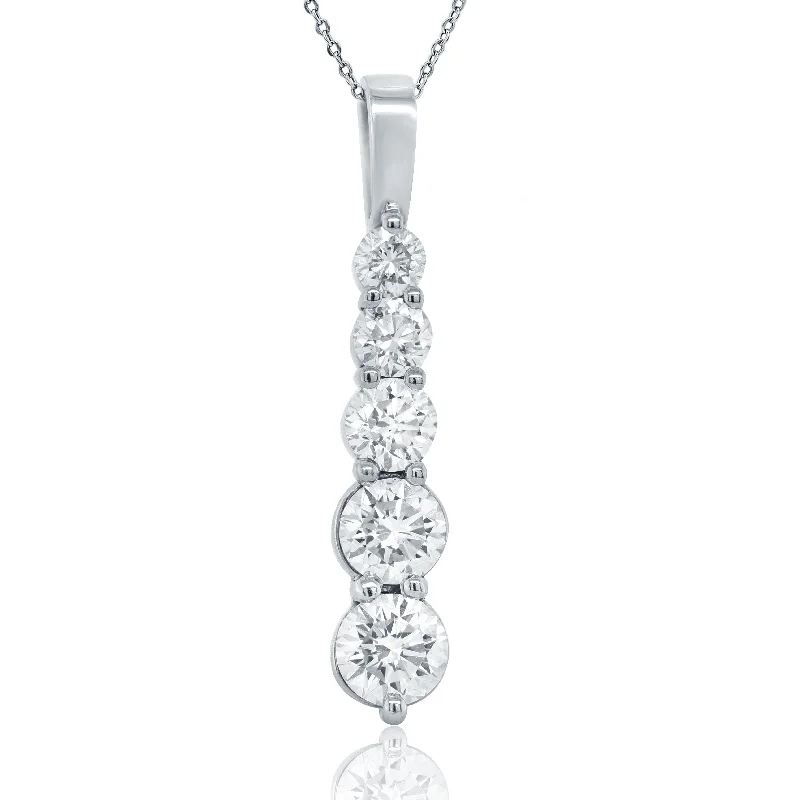 Premium Diamond Jewelry For Unforgettable Moments Budget Friendly 18kt white gold 5 stone bezel set diamond pendant containing 2.85 cts of round diamonds Premium Diamond Jewelry For Unforgettable Moments Budget Friendly 18kt white gold 5 stone bezel set diamond pendant containing 2.85 cts of round diamonds