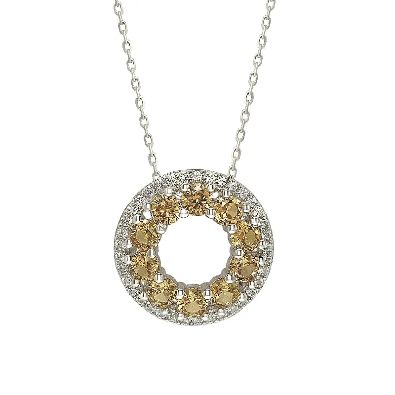 Luxury Jewelry Without The Luxury Price Tag Latest Trends Suzy Levian Sterling Silver Yellow and White Sapphire & Diamond Accent Double Circle Eternity Pendant Luxury Jewelry Without The Luxury Price Tag Latest Trends Suzy Levian Sterling Silver Yellow and White Sapphire & Diamond Accent Double Circle Eternity Pendant