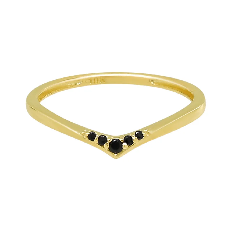Final Call For Exquisite Jewelry At Reduced Rates Trendy Threads 10k Solid Gold Black Multi CZ Chevron Ring Final Call For Exquisite Jewelry At Reduced Rates Trendy Threads 10k Solid Gold Black Multi CZ Chevron Ring