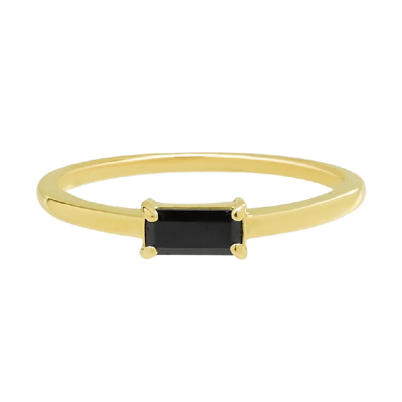 Dainty And Elegant Jewelry Now At Reduced Prices Limited Stock, Big Sale 10k Solid Gold Black Horizontal Baguette Ring Dainty And Elegant Jewelry Now At Reduced Prices Limited Stock, Big Sale 10k Solid Gold Black Horizontal Baguette Ring