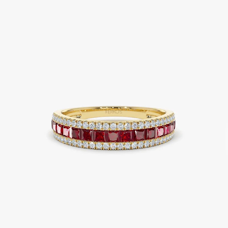 Grab Your Favorite Jewelry At The Lowest Prices 14k Half Eternity Square Ruby Anniversary Ring Grab Your Favorite Jewelry At The Lowest Prices 14k Half Eternity Square Ruby Anniversary Ring