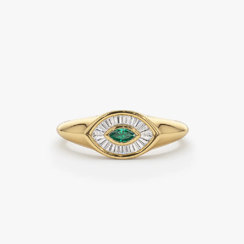 Must-Have Jewelry Pieces At Reduced Prices 14k Marquise Shaped Emerald and Baguette Diamond Ring Must-Have Jewelry Pieces At Reduced Prices 14k Marquise Shaped Emerald and Baguette Diamond Ring