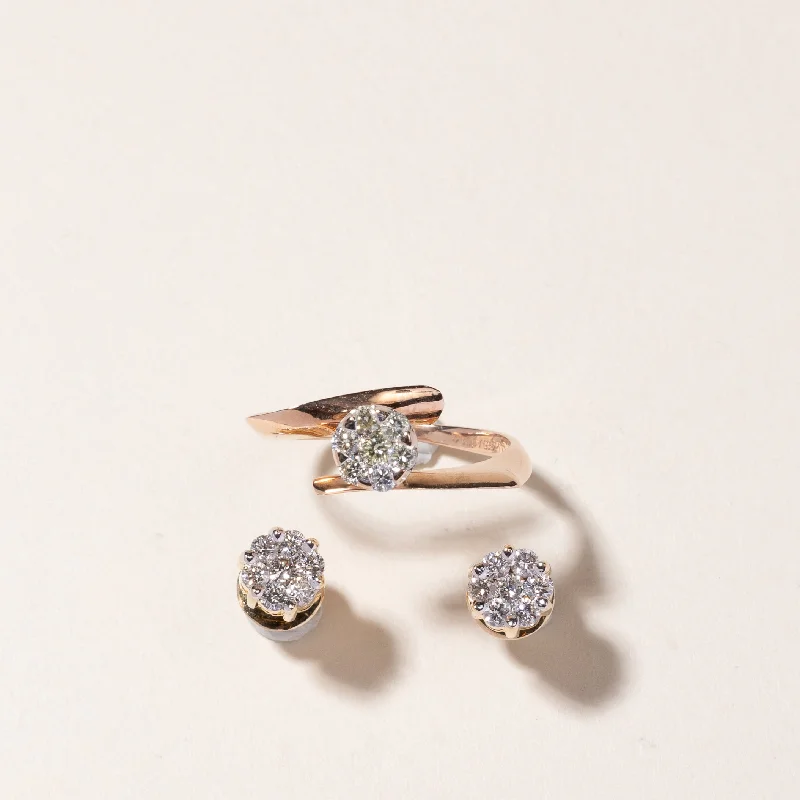 Bestselling Jewelry At Special Promotional Rates 14k Rose and White Gold Diamond Ring & Earring Set | 0.17ctw, 0.68ctw | SZ 6 Bestselling Jewelry At Special Promotional Rates 14k Rose and White Gold Diamond Ring & Earring Set | 0.17ctw, 0.68ctw | SZ 6