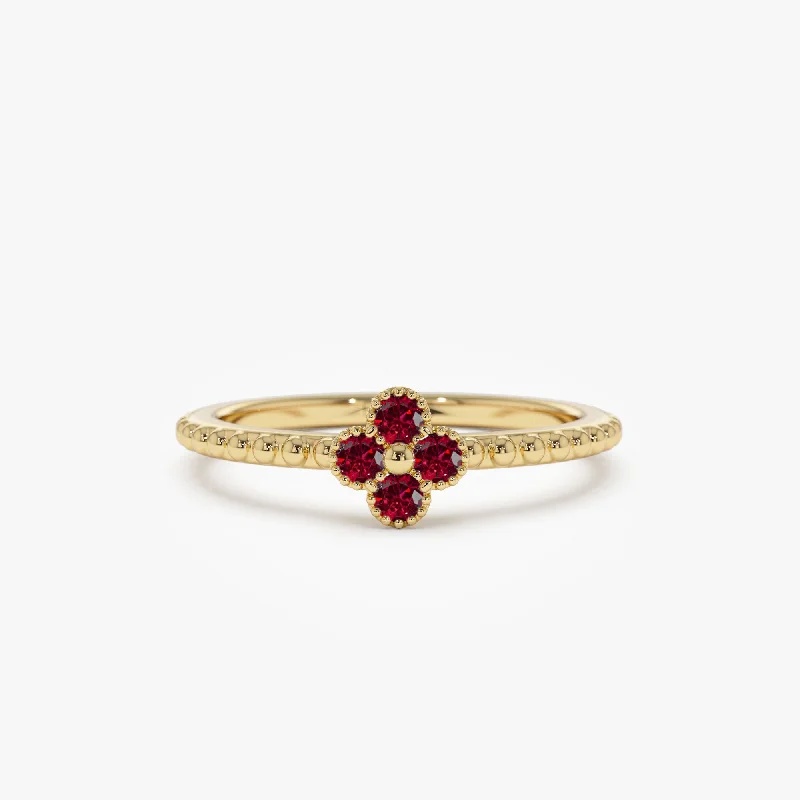 Grab Your Dream Jewelry At The Lowest Prices 14k Ruby Clover Ring