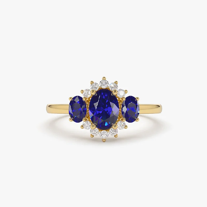 Huge Markdowns On Premium Jewelry Styles 14k Three Stone Sapphire Cluster Ring