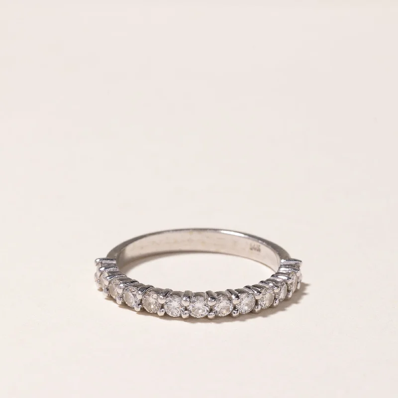Limited-Time Offer On Elegant Jewelry Pieces Save Big 14k White Gold Semi Eternity Diamond Band | 0.72ctw | SZ 8.25 Limited-Time Offer On Elegant Jewelry Pieces Save Big 14k White Gold Semi Eternity Diamond Band | 0.72ctw | SZ 8.25