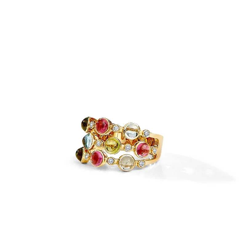Elegant Rose Gold Jewelry For A Stylish Touch Three Row Candy Cabochon Band