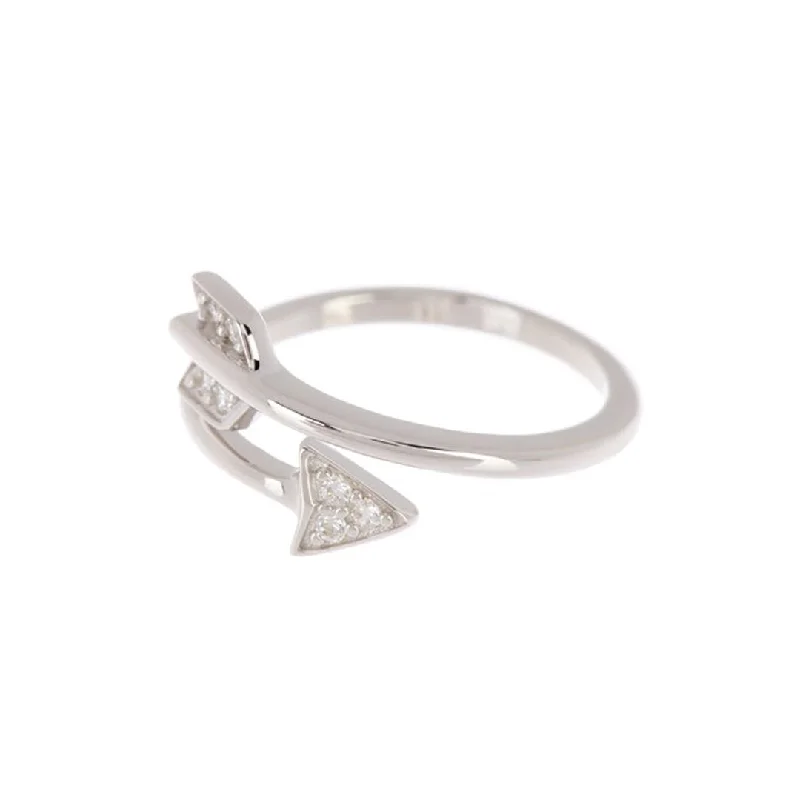 Customized Silver Jewelry For Unique Style Hot Styles Rhodium Plated Adjustable Crystal Arrow Ring Customized Silver Jewelry For Unique Style Hot Styles Rhodium Plated Adjustable Crystal Arrow Ring