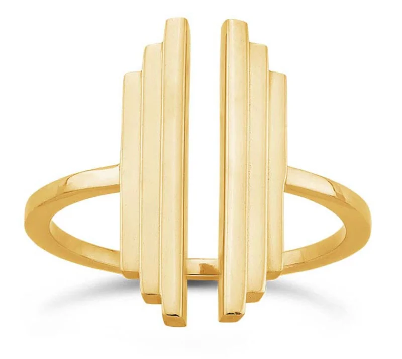 Waterproof Stainless Steel Jewelry For Lasting Beauty Art Deco Adjustable Bar Ring