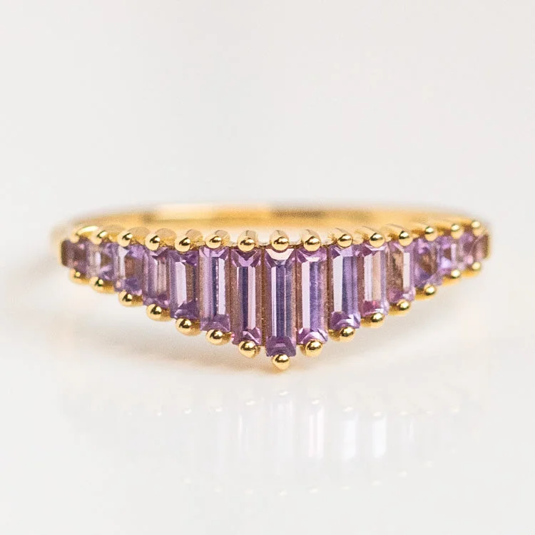 Bohemian-Inspired Jewelry For Free-Spirited Fashion Baguette Cut Lilac Sapphire Ring Bohemian-Inspired Jewelry For Free-Spirited Fashion Baguette Cut Lilac Sapphire Ring