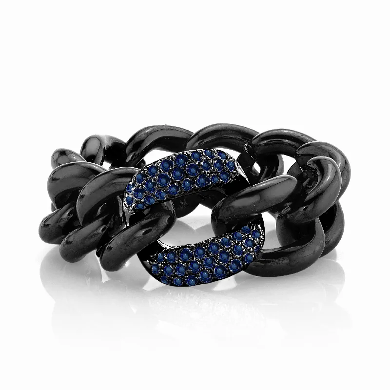 Fashion-Forward Jewelry At Exclusive Discounts Enjoy Discount MEN'S BLUE SAPPHIRE & BLACK CERAMIC MEDIUM LINK RING Fashion-Forward Jewelry At Exclusive Discounts Enjoy Discount MEN'S BLUE SAPPHIRE & BLACK CERAMIC MEDIUM LINK RING