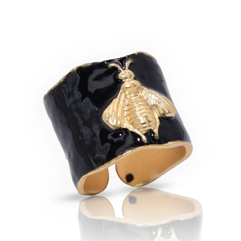 Trending Jewelry Now At Unbeatable Prices Stay Ahead In Style Bumblebee Ring in Black Enamel Trending Jewelry Now At Unbeatable Prices Stay Ahead In Style Bumblebee Ring in Black Enamel
