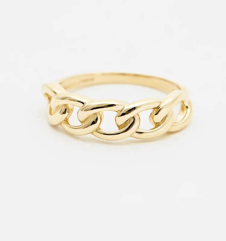 Handcrafted Beauty At Affordable Prices Final Sale Curb Chain Ring - 14K Solid Gold Handcrafted Beauty At Affordable Prices Final Sale Curb Chain Ring - 14K Solid Gold