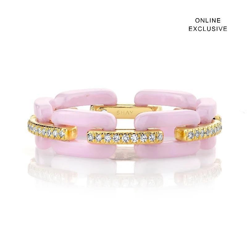 Seasonal Jewelry Sale – Upgrade Your Style Today Stylish Looks DIAMOND PAVE PINK CERAMIC MINI DECO LINK RING Seasonal Jewelry Sale – Upgrade Your Style Today Stylish Looks DIAMOND PAVE PINK CERAMIC MINI DECO LINK RING