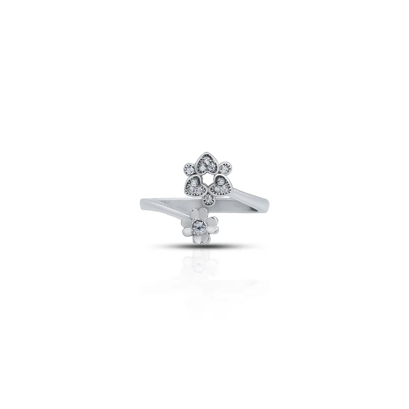 Huge Savings On Timeless Jewelry Collections Flower and Heart Design Silver Ring For Girls