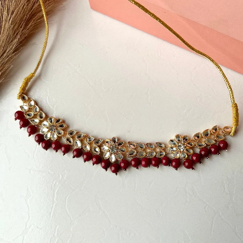 Handcrafted Jewelry Sale – Unique Designs At Low Prices On-Trend Fashion Offers Flower Kundan Necklace (Maroon) Handcrafted Jewelry Sale – Unique Designs At Low Prices On-Trend Fashion Offers Flower Kundan Necklace (Maroon)
