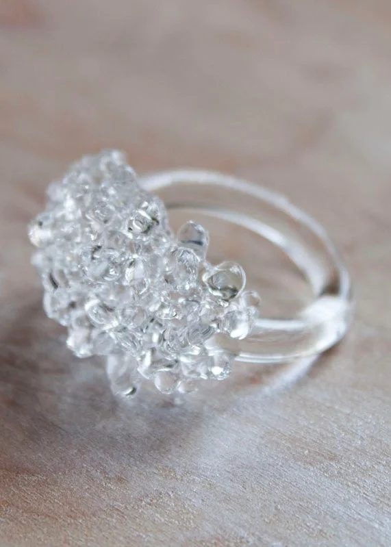 Best-Selling Jewelry Now Available At Special Deals Glass Cluster Ring - Clear