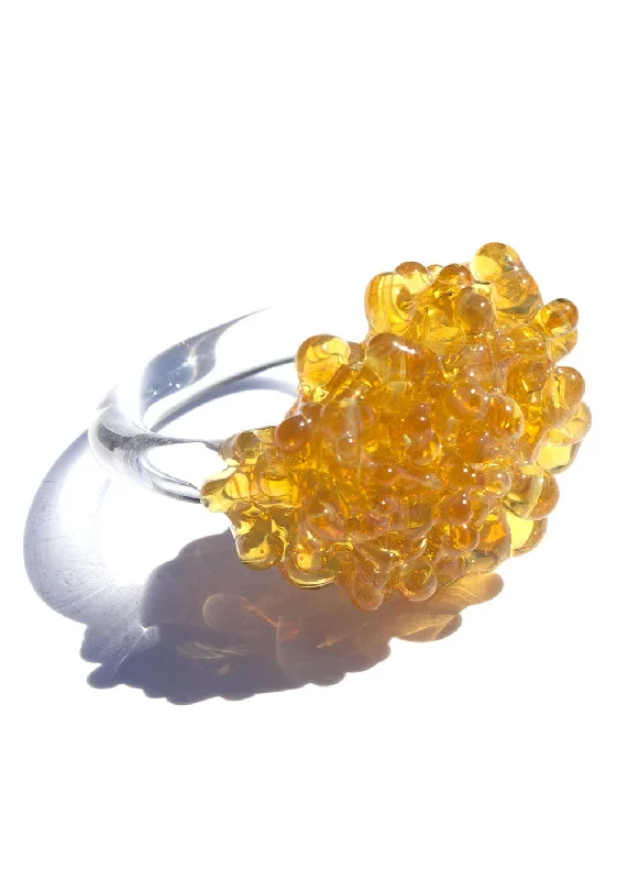 Jewelry Clearance Sale – Final Reductions Glass Cluster Ring - Sunshine Yellow