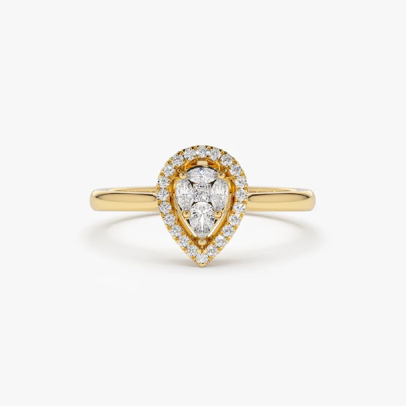 Limited-Time Offer On Elegant Jewelry Pieces Illusion Set Pear Shape Engagement Ring in 14k Limited-Time Offer On Elegant Jewelry Pieces Illusion Set Pear Shape Engagement Ring in 14k