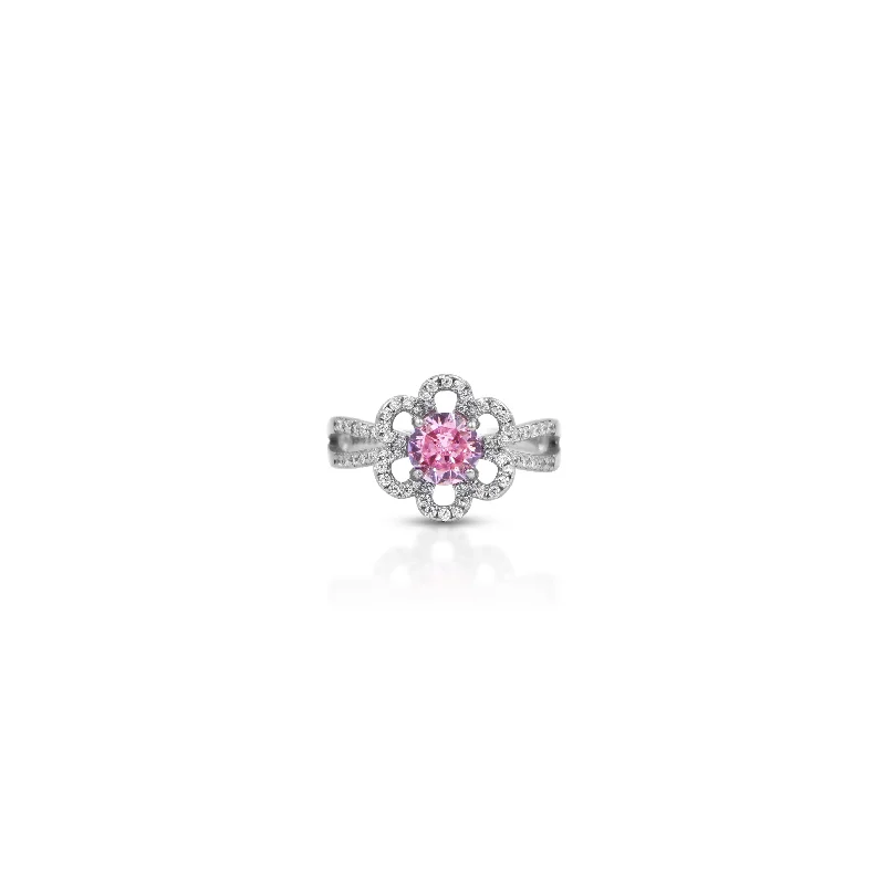 Upgrade Your Jewelry Collection For Less Forward Trendsetter Light Pink Stone in Center Flower Design Silver Ring Upgrade Your Jewelry Collection For Less Forward Trendsetter Light Pink Stone in Center Flower Design Silver Ring