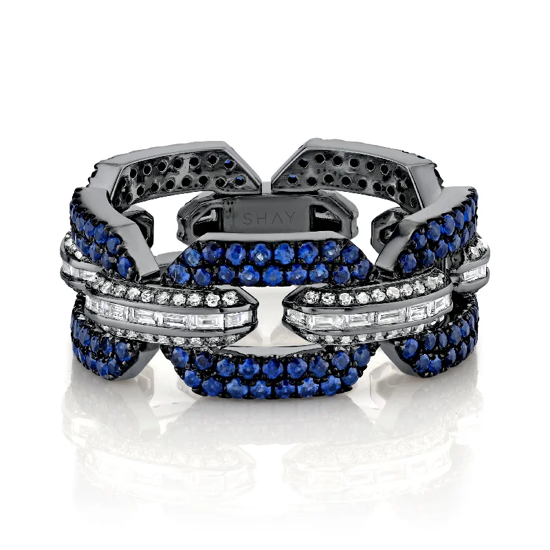 Holiday Jewelry Sale – Perfect Gifts At The Best Prices Vintage Style Deals MEN'S BLUE SAPPHIRE & DIAMOND PAVE GEO LINK RING Holiday Jewelry Sale – Perfect Gifts At The Best Prices Vintage Style Deals MEN'S BLUE SAPPHIRE & DIAMOND PAVE GEO LINK RING