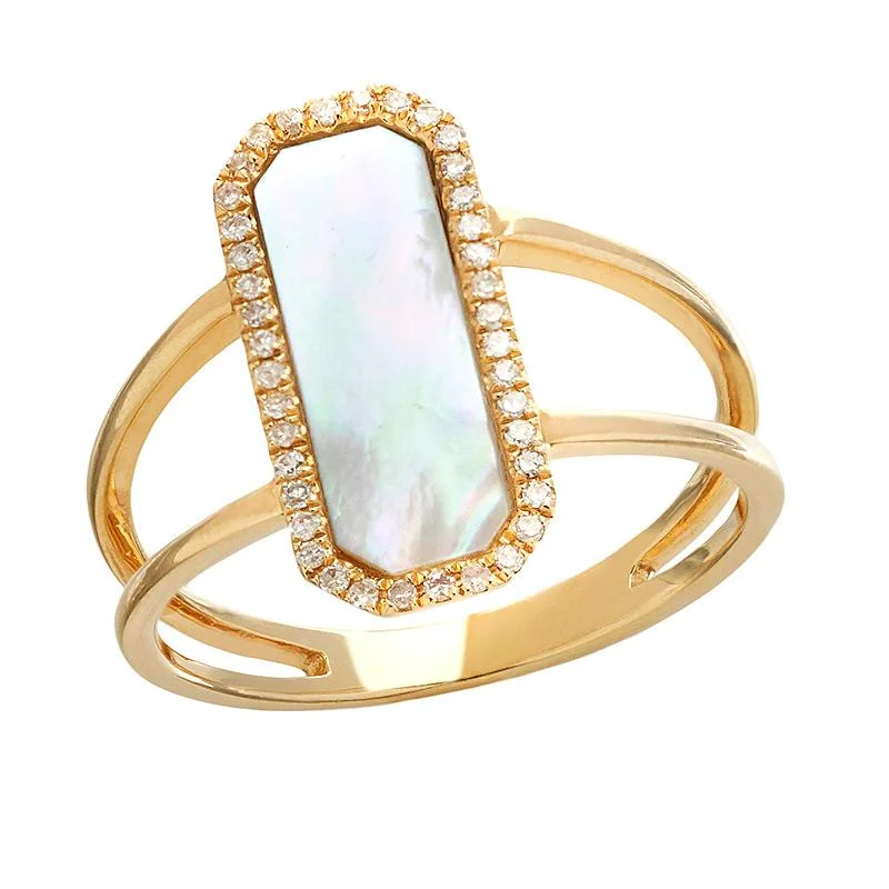 Stunning Jewelry At A Fraction Of The Price MOTHER OF PEARL AND DIAMOND HALO RING