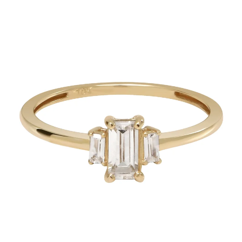 Elegant Rose Gold Jewelry For A Stylish Touch Spring Fashion 10k Solid Gold CZ Baguette Trapezoid Ring Elegant Rose Gold Jewelry For A Stylish Touch Spring Fashion 10k Solid Gold CZ Baguette Trapezoid Ring