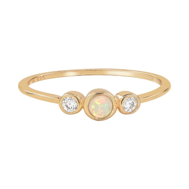 Luxury Jewelry At Unbeatable Discounts Fashion Essentials Tri Stone Opal/CZ Ring