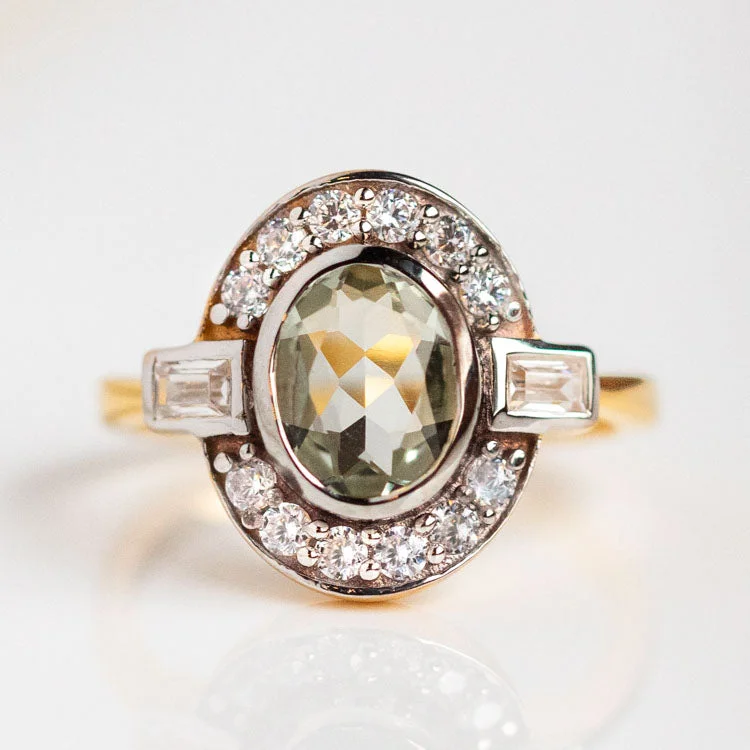 Flash Sale On Elegant Jewelry – Don't Miss Out Ride The Style Wave Oval Deco Green Amethyst and CZ Ring Flash Sale On Elegant Jewelry – Don't Miss Out Ride The Style Wave Oval Deco Green Amethyst and CZ Ring