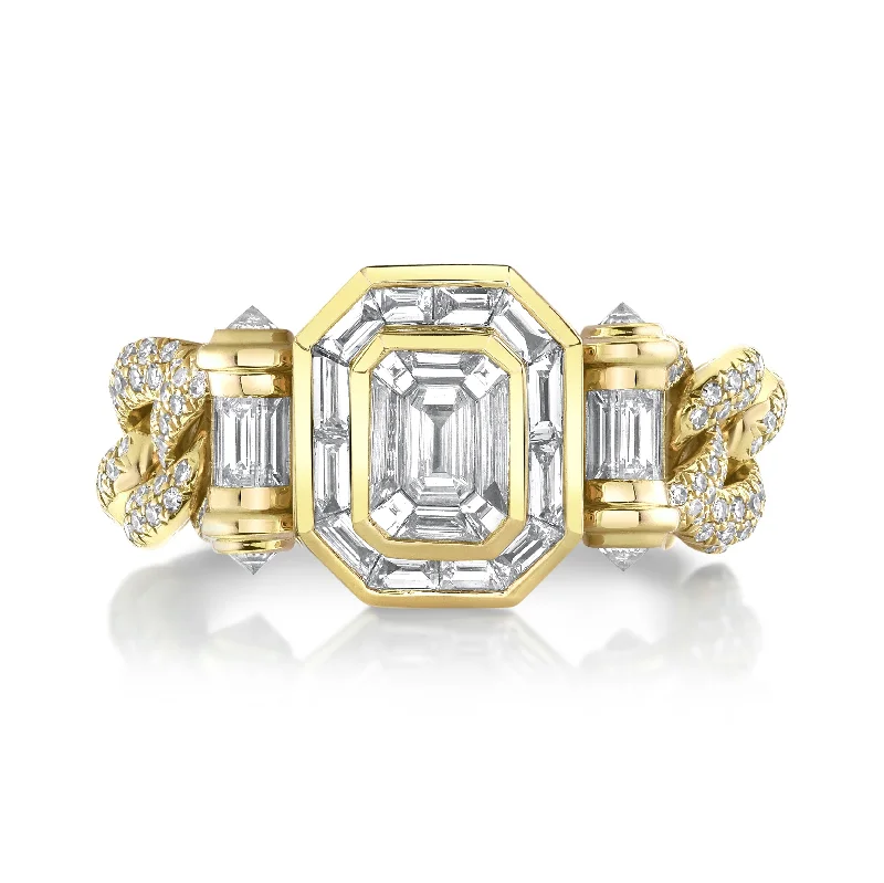 Dazzle In Elegance With Our Biggest Jewelry Sale Buy More, Save More PARTIAL DIAMOND HALO MEDIUM LINK RING Dazzle In Elegance With Our Biggest Jewelry Sale Buy More, Save More PARTIAL DIAMOND HALO MEDIUM LINK RING