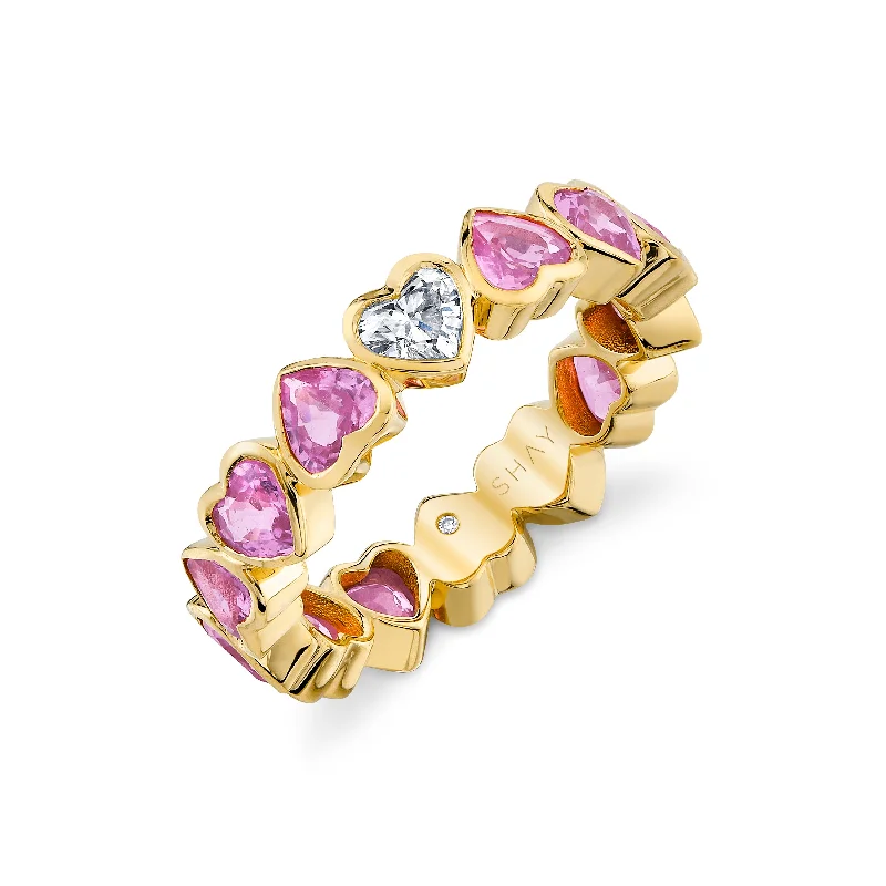 Grab Stylish Jewelry Before The Sale Ends Classic Chic Deals PINK SAPPHIRE & DIAMOND BEZEL HEART BAND Grab Stylish Jewelry Before The Sale Ends Classic Chic Deals PINK SAPPHIRE & DIAMOND BEZEL HEART BAND