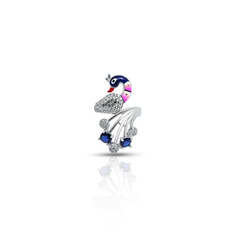 Grab Your Dream Jewelry At The Lowest Prices Sophisticated Fashion Silver Blue Gem Stone with Peacock Design Ring for Girls Grab Your Dream Jewelry At The Lowest Prices Sophisticated Fashion Silver Blue Gem Stone with Peacock Design Ring for Girls