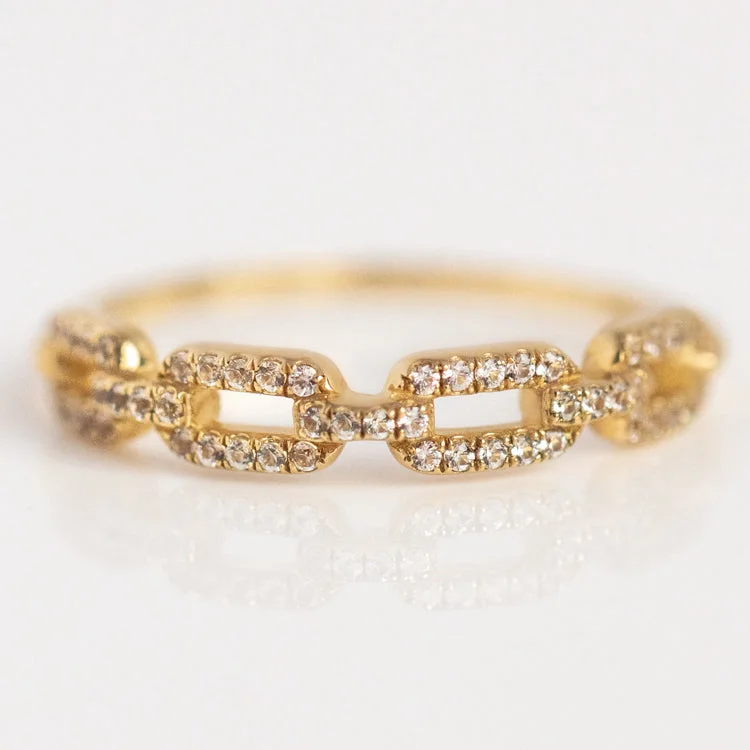 Elegant Jewelry At Unbeatable Offers – Shop Before It's Gone Solid Gold White Sapphire Chunky Chain Link Ring Elegant Jewelry At Unbeatable Offers – Shop Before It's Gone Solid Gold White Sapphire Chunky Chain Link Ring