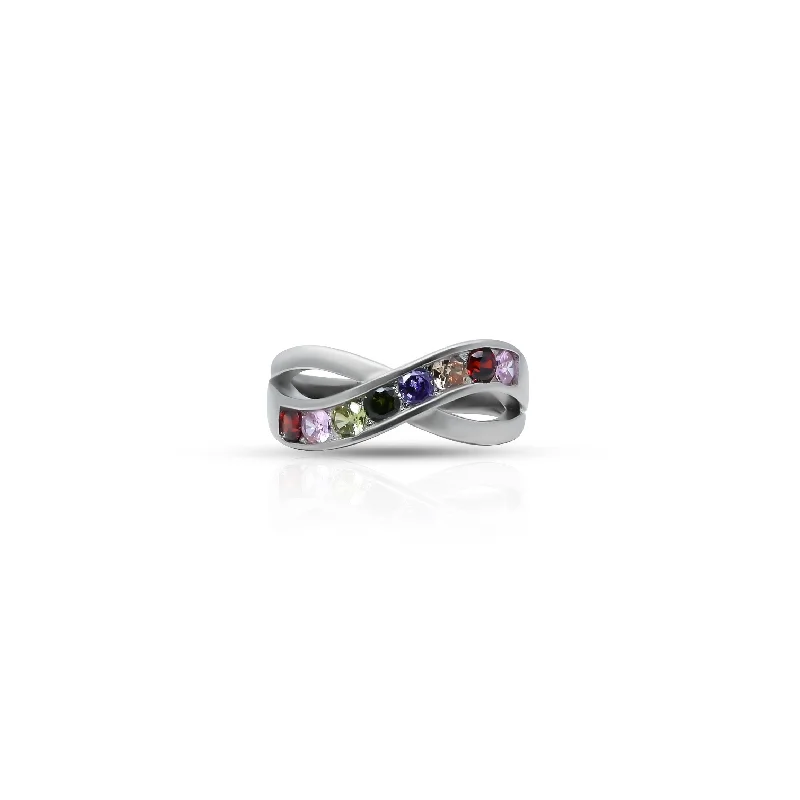 Upgrade Your Jewelry Collection For Less Sterling Silver Colorful Stone Infinite Design Ring for Her