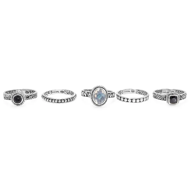 Unlock Unbeatable Jewelry Deals Before They’Re Gone Fashion Deal Sterling Silver Filigree & Flat Jawan White Mother of Pearl Quartz Triplet, Odyssey Black Knight™ Mystic Quartz & Black Spinel Ring Set Of 5 Unlock Unbeatable Jewelry Deals Before They’Re Gone Fashion Deal Sterling Silver Filigree & Flat Jawan White Mother of Pearl Quartz Triplet, Odyssey Black Knight™ Mystic Quartz & Black Spinel Ring Set Of 5