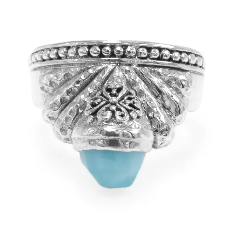 Luxury Jewelry Now At Special Promotional Rates Evening Elegance Sterling Silver Frangipani & Hammered Larimar Ring Medium Luxury Jewelry Now At Special Promotional Rates Evening Elegance Sterling Silver Frangipani & Hammered Larimar Ring Medium