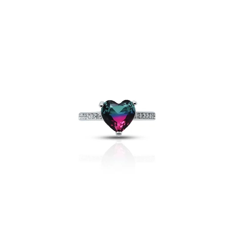 Celebrate Every Occasion With Sparkling Savings Season Offer Sterling Silver Green and Pink Heart Shape Ring for Girls Celebrate Every Occasion With Sparkling Savings Season Offer Sterling Silver Green and Pink Heart Shape Ring for Girls