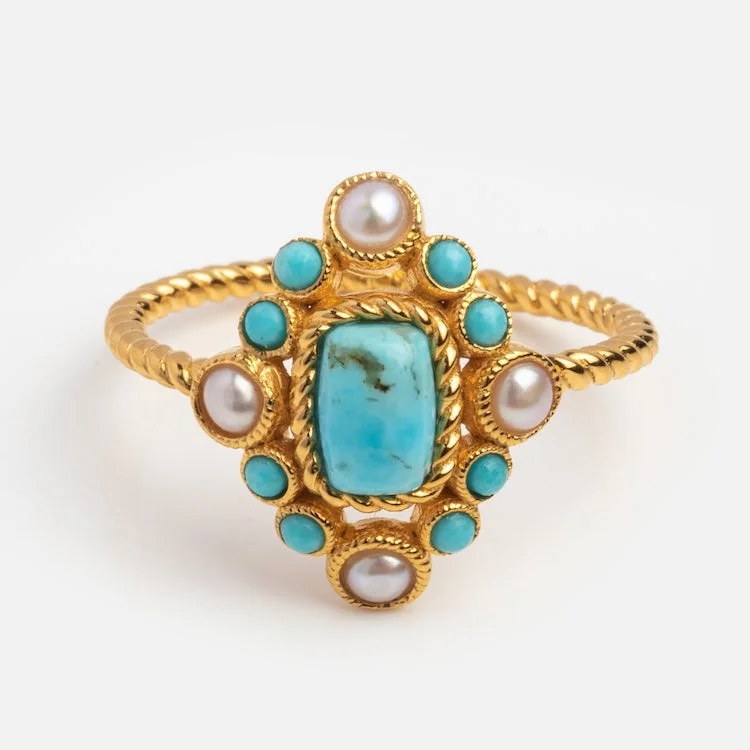 Last Chance To Shop High-End Jewelry At Markdown Prices Hot Items Turquoise and Pearl Statement Santorini Ring Last Chance To Shop High-End Jewelry At Markdown Prices Hot Items Turquoise and Pearl Statement Santorini Ring