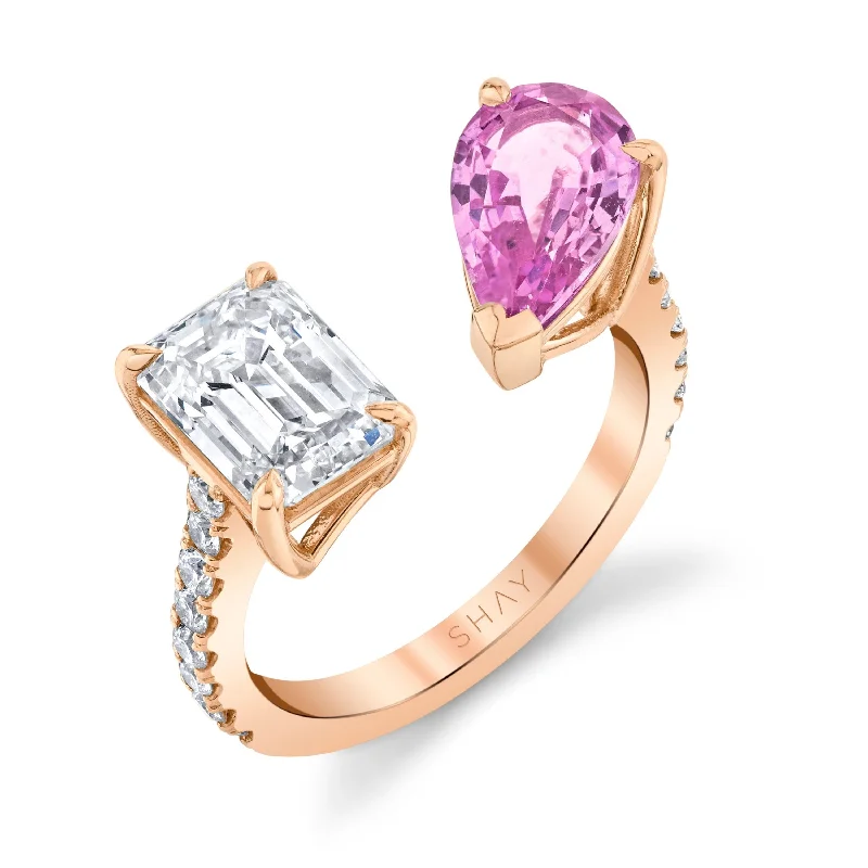 Trending Jewelry Now At Unbeatable Prices Hot Brand Discounts PINK SAPPHIRE PEAR & DIAMOND EMERALD TWIN RING Trending Jewelry Now At Unbeatable Prices Hot Brand Discounts PINK SAPPHIRE PEAR & DIAMOND EMERALD TWIN RING