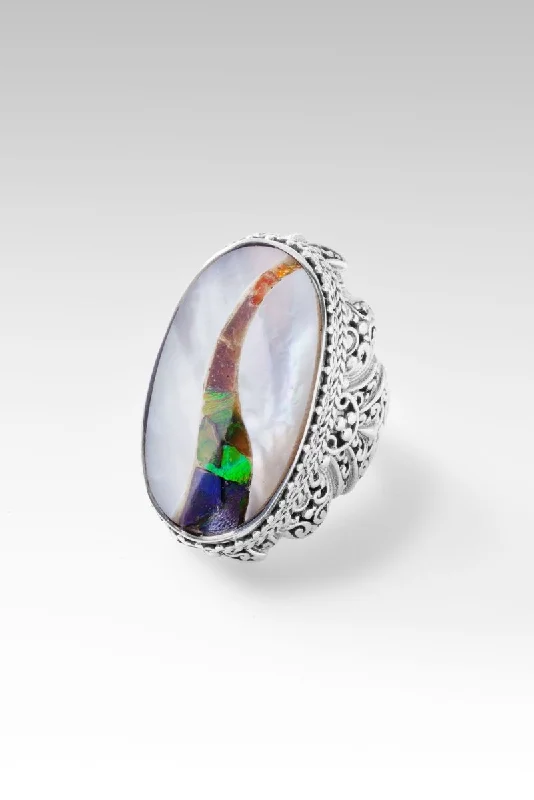 Shine In Style – Shop Jewelry Discounts Today Comfortable Chic With a Purpose Ring™ in White Mother of Pearl with Ammolite Inlay Shine In Style – Shop Jewelry Discounts Today Comfortable Chic With a Purpose Ring™ in White Mother of Pearl with Ammolite Inlay
