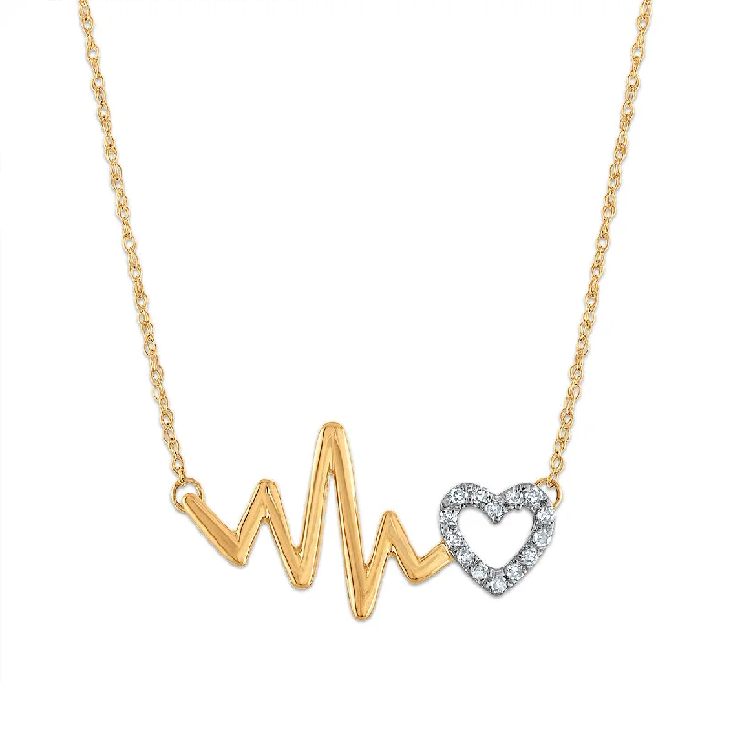 Bestselling Jewelry At Special Promotional Rates Discount Extravaganza 1/10 CTW Diamond Heartbeat Necklace in 10KT Yellow Gold Bestselling Jewelry At Special Promotional Rates Discount Extravaganza 1/10 CTW Diamond Heartbeat Necklace in 10KT Yellow Gold