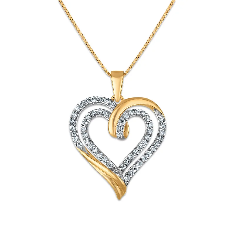 Breathtaking Jewelry At Limited-Time Savings Vintage Style Deals 1/2 CTW Diamond 18-inch Double Heart Pendant in 10KT Yellow Gold Breathtaking Jewelry At Limited-Time Savings Vintage Style Deals 1/2 CTW Diamond 18-inch Double Heart Pendant in 10KT Yellow Gold